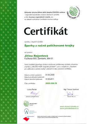 Photo of certificate.